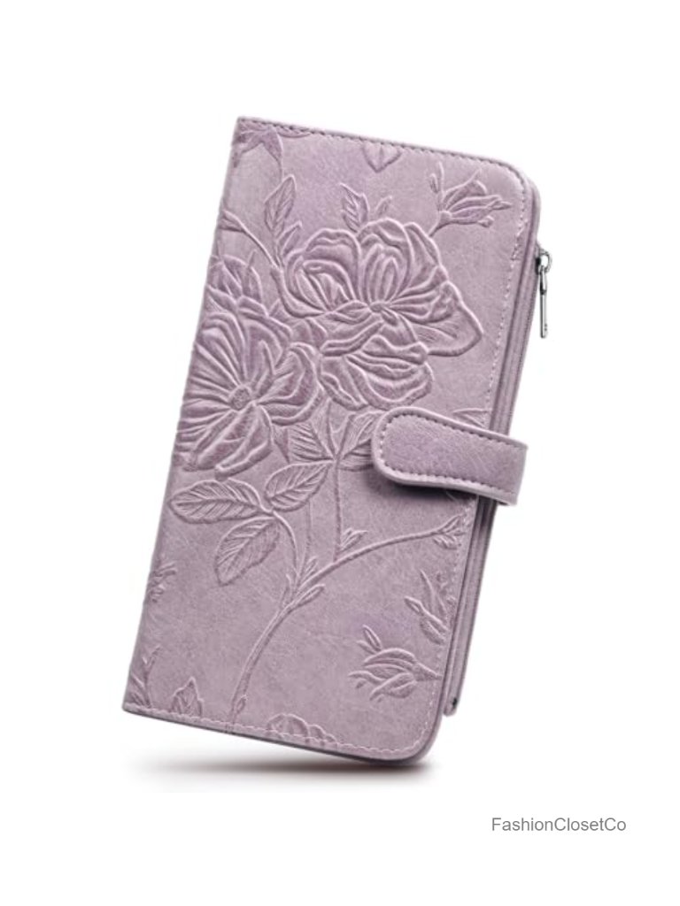 Rfid Blocking Slim Vegan Leather Wallet With Zipper Coin Pocket